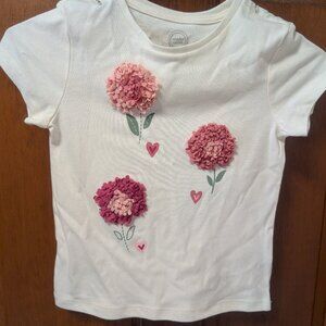Kids White short sleeve floral top -- size 5